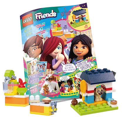 Rivista LEGO FRIENDS n.1 - Kit Cuccia con cagnolino + Laboratorio per torte