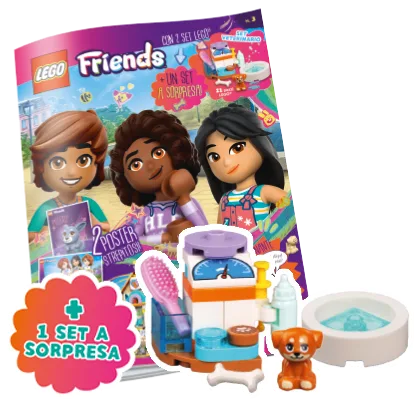 Rivista LEGO FRIENDS n.3 - Kit Veterinaria con la Cucciola Aira + 1 Set LEGO a sorpresa