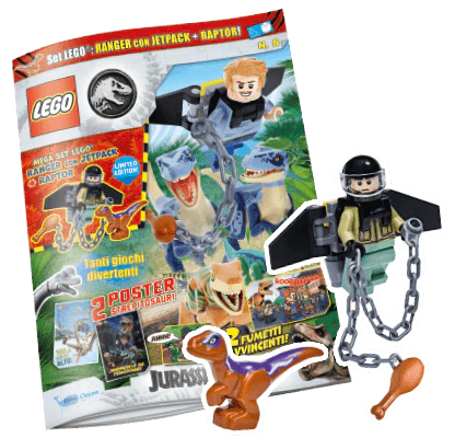 Rivista LEGO JURASSIC WORLD N. 8 - RANGER CON JETPACK + RAPTOR