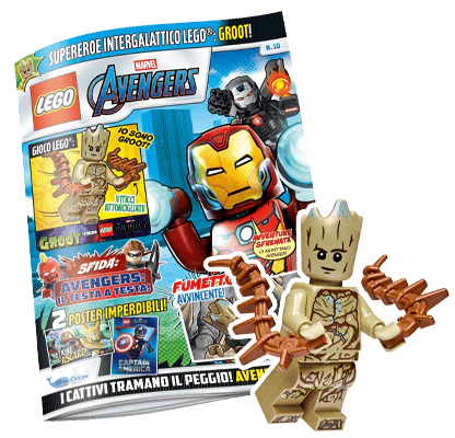 Rivista LEGO MARVEL AVENGERS n. 10 + MINIFIGURE LEGO: GROOT