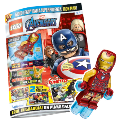 Rivista LEGO MARVEL AVENGERS n.12 + minifigure IRON MAN