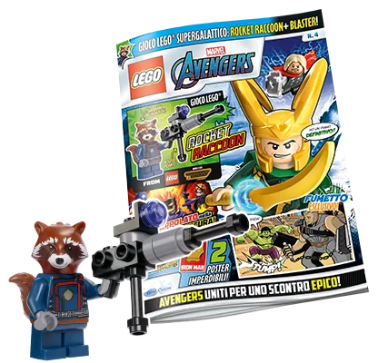Rivista LEGO MARVEL AVENGERS n.4 + Rocket Raccoon + blaster