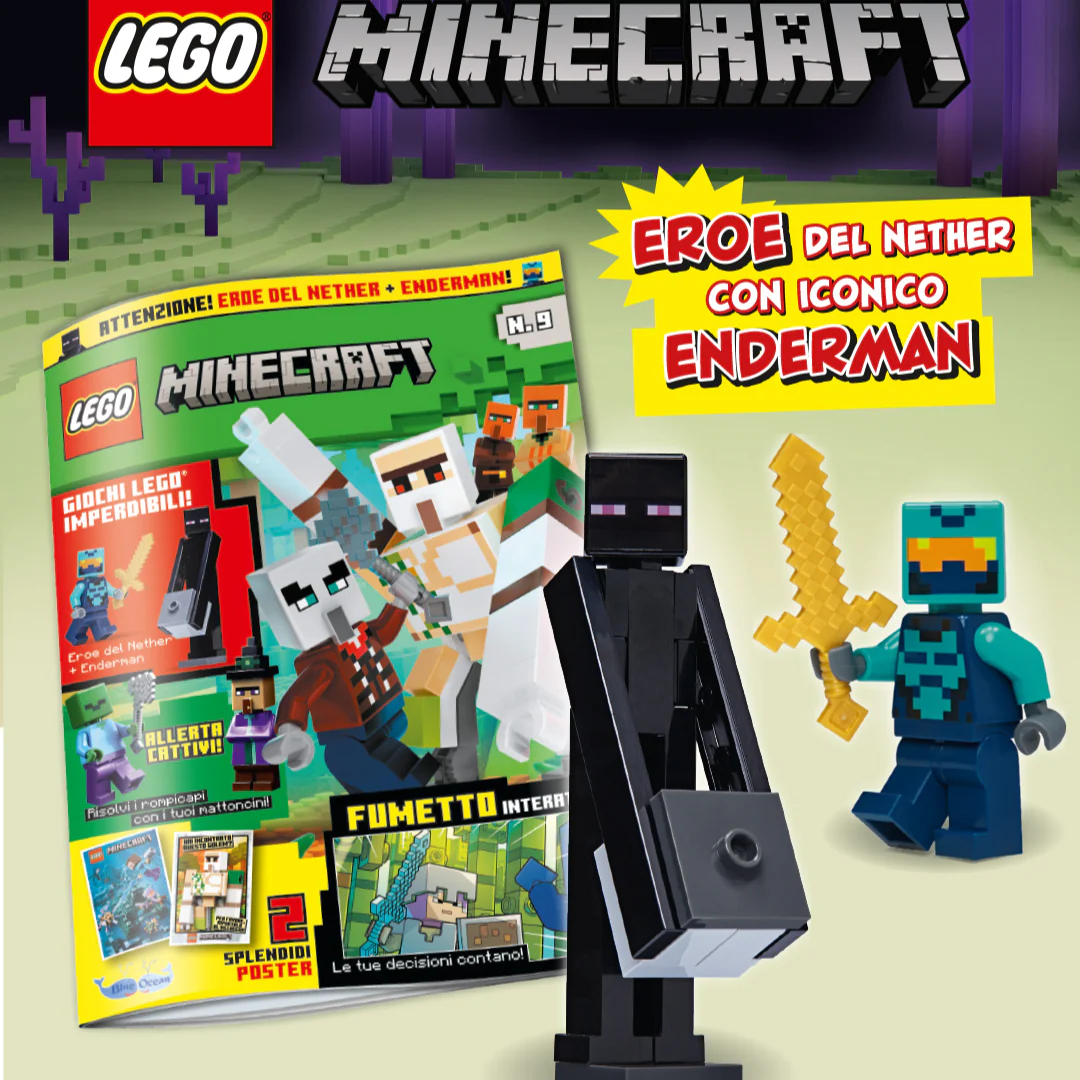 Rivista LEGO Minecraft n.9 + SET LEGO: EROE DEL NETHER + ENDERMAN