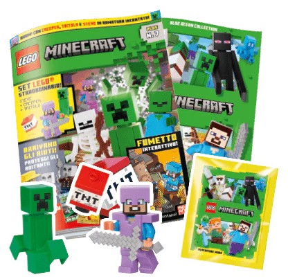 Rivista LEGO Minecraft PLUS n.7 + SET LEGO + ALBUM + 6 FIGURINE