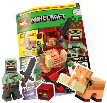 Rivista LEGO Minecraft PLUS n.8 + BABY HOGLIN + CUBO DI MAGMA + EROE DEL NETHER!