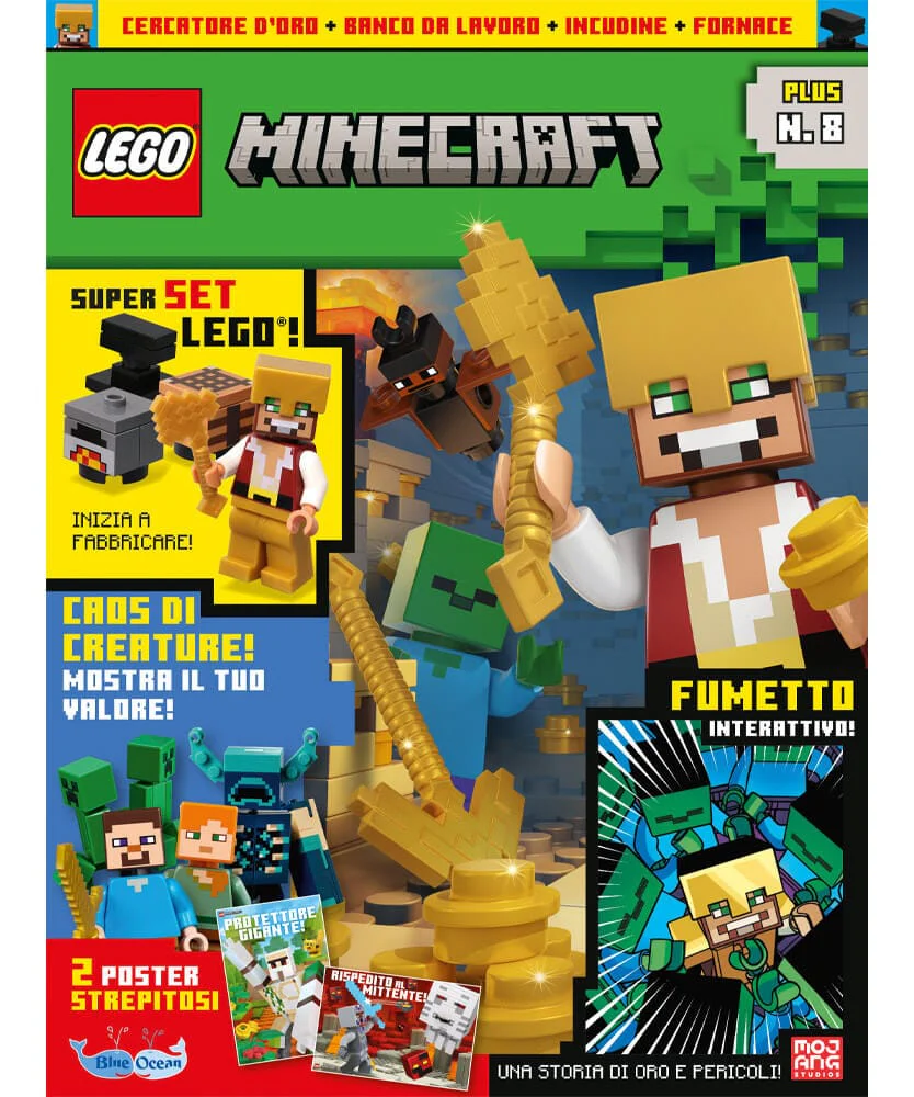 Rivista LEGO Minecraft PLUS n.8 + CERCATORE D’ORO + BANCO DA LAVORO + INCUDINE + FORNACE - Image 7