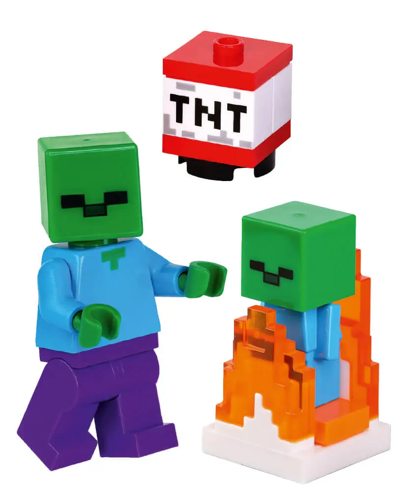 Rivista LEGO Minecraft PLUS n.9 + SET : ZOMBI + BABY ZOMBI IN FIAMME + TNT - Image 2
