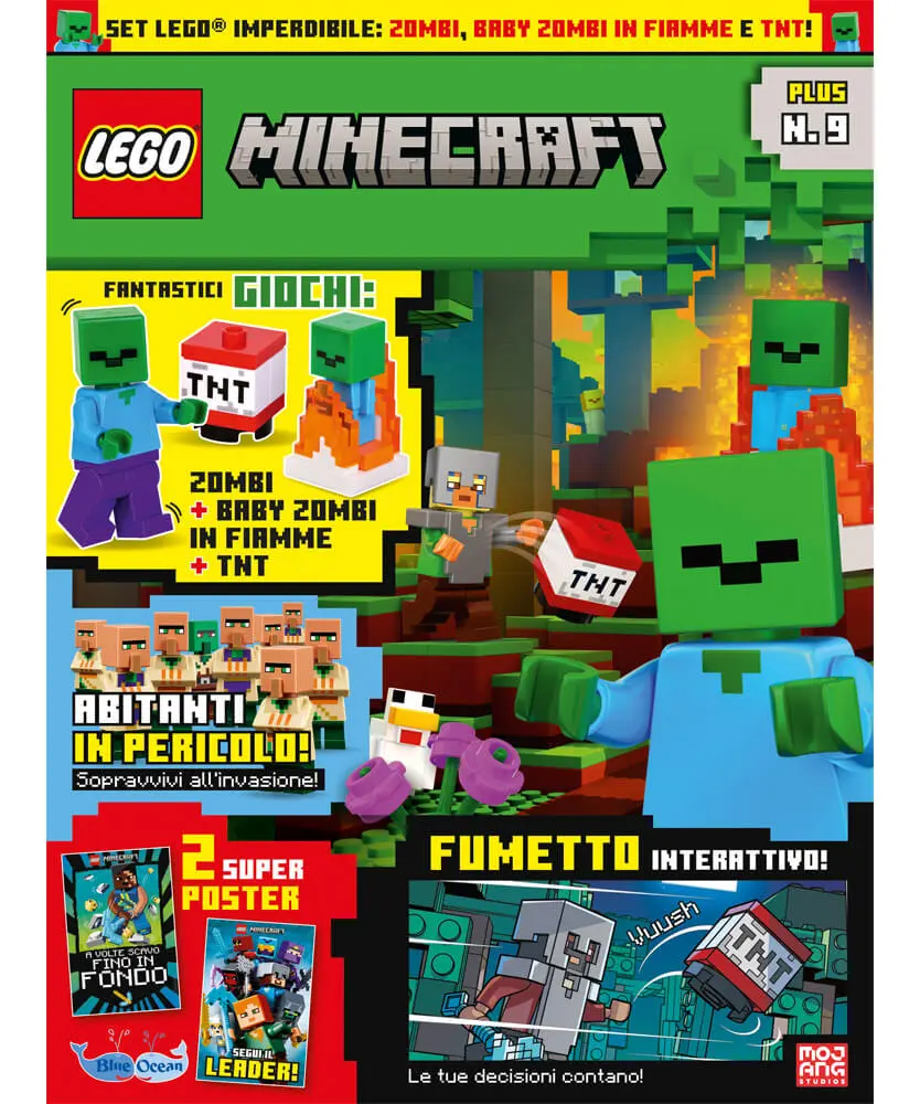 Rivista LEGO Minecraft PLUS n.9 + SET : ZOMBI + BABY ZOMBI IN FIAMME + TNT - Image 3