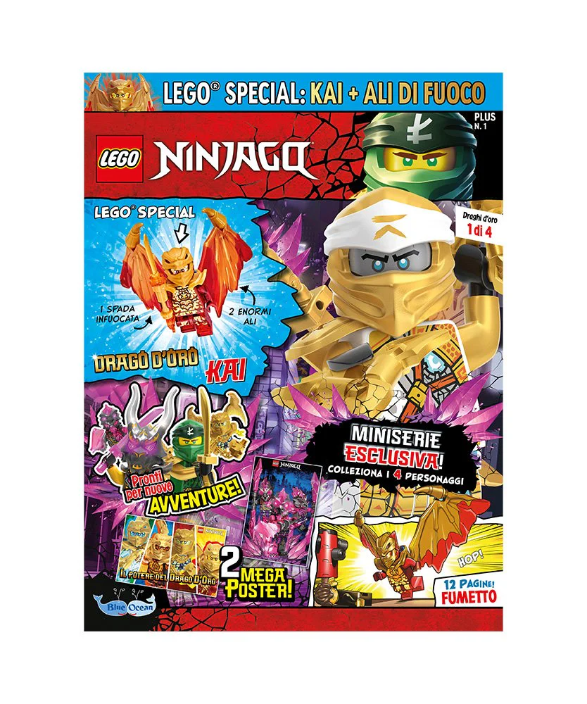 Rivista LEGO NINJAGO DRAGHI D'ORO n.1 - Drago D'Oro KAI + Ali di Fuoco (Copia) - Image 2