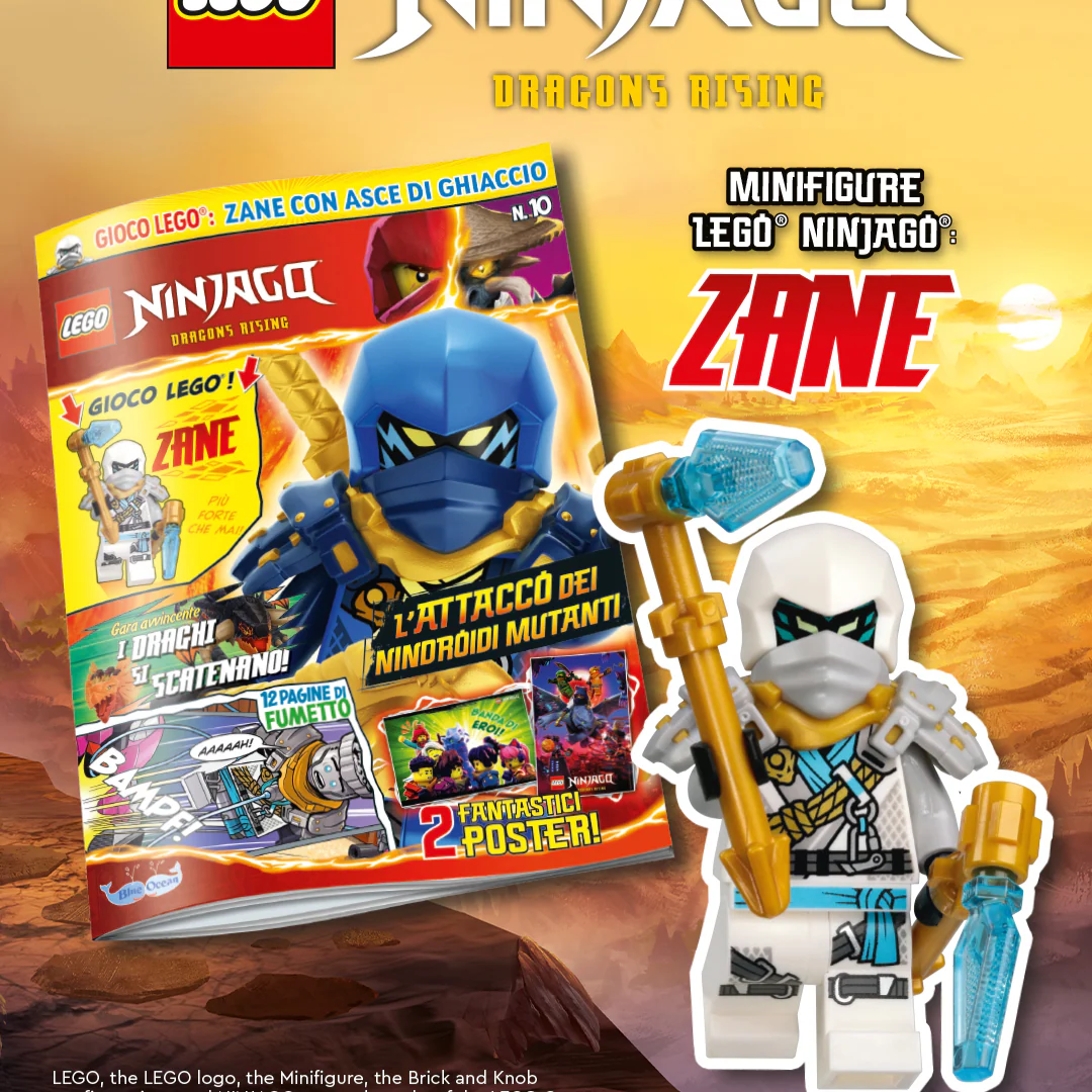 Rivista LEGO NINJAGO DRAGON RISING n.10 - ZANE CON ASCE DI GHIACCIO