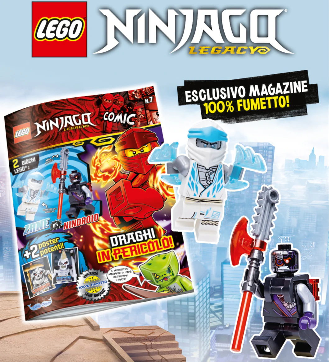 Rivista LEGO NINJAGO LEGACY COMIC n.8 con 2 GIOCHI : ZANE vs NINDROID