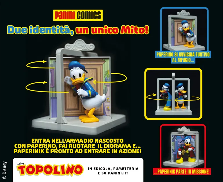 Set 2 Fumetti di Topolino: Diorama Paperino e Paperinik ( Statua Peperino / Paperinik ) Statuetta 3D - Image 6