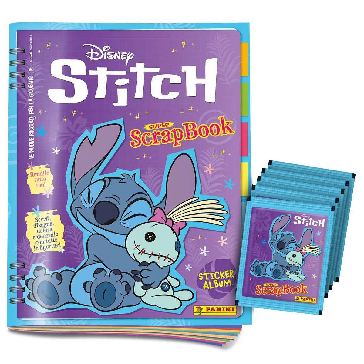 Set Album e/o Bustine di Figurine STITCH Disney Super Scrapbook Sticker 2026