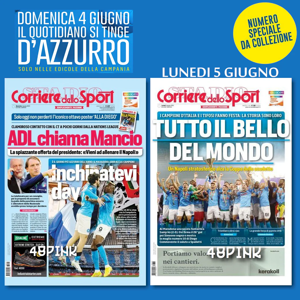 Set Giornali FESTA SCUDETTO NAPOLI Corriere dello Sport Gazzetta Mattino Tutto - Image 9
