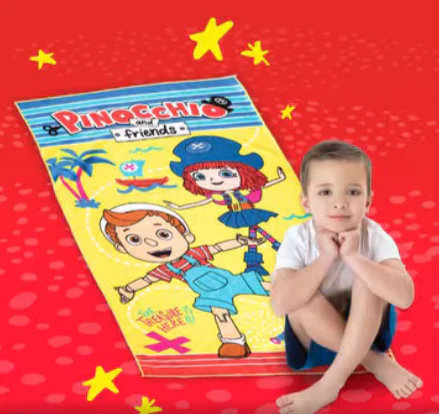 Telo Mare " PINOCCHIO & FRIENDS " 60x120 cm + Libro Giochi